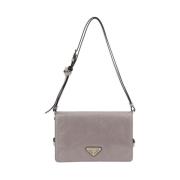 Prada Mjuk Läder Crossbody Väska Gray, Dam