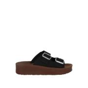 Carrera Svarta Dubbel Spänne Plattformsandaler Black, Dam