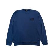 Cavalli Class Blå Fleece Hoodie med Broderad Logotyp Blue, Herr