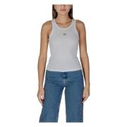 Calvin Klein Jeans Vit Ribbad Tanktop White, Dam