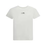 MM6 Maison Margiela Monokrom Logo Patch T-shirt White, Dam