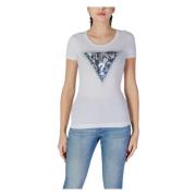 Guess Kristall Triangel Logga T-shirt White, Dam