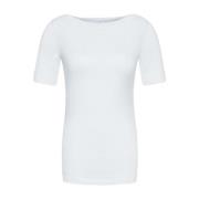 VERO MODA Vit Boat Neck Kortärmad Topp White, Dam