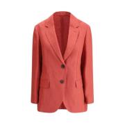 Brunello Cucinelli Elegant Hemp Linen Blazer Jacket Red, Dam