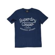 Superdry Blå Bomull Crew Neck Tee Blue, Herr