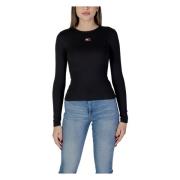 Tommy Jeans Svart Ribbad Långärmad T-shirt Black, Dam