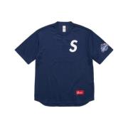 Supreme Blå Logo Henley T-shirt Blue, Herr