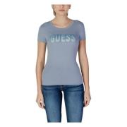 Guess Glittrande Rund Hals T-shirt Blue, Dam