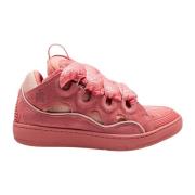 Lanvin Rosa Mocka Sneakers Mandel Tå Pink, Dam