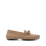 Tod's Brun läder mockasin med metallringar Brown, Dam