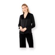 Joseph Ribkoff Polyesterblus med Modern Stil Black, Dam