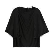 Lanvin Stilren Open Sleeve Top Black, Dam