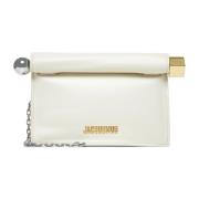 Jacquemus Elegant Ivoire Läder Clutch Väska Beige, Dam