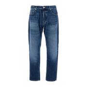 Icon Denim Blå Denim Five Pocket Jeans med Logo Patch Blue, Herr