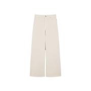 Max Mara Beige Wide Leg Bomullsbyxor Medina Beige, Dam