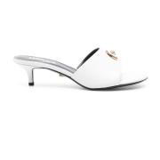 Versace Vita Läder Kitten Heel Sandaler White, Dam