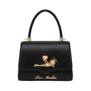 Love Moschino Svart liten väska med guld groddetalj Black, Dam