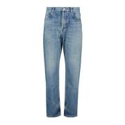 Saint Laurent Blå Tvättad Straight Cut Jeans Blue, Dam