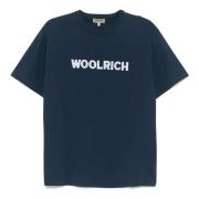 Woolrich Blå Crew Neck T-shirt med Logotyp Blue, Herr