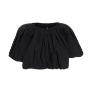 Isabel Marant Étoile Svart Crop Top med Gathering Black, Dam