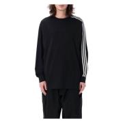 Y-3 Svart 3-Stripes Långärmad T-shirt Black, Herr