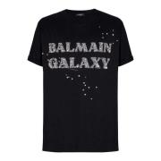 Balmain Broderad Galaxy T-shirt Black, Herr