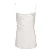 Balmain Draperad satin topp White, Dam