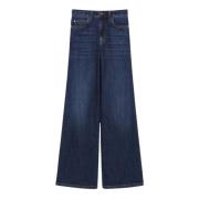 Iblues Wide Leg Denim Jeans Blue, Dam