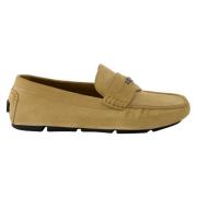 Versace Suede Driver Moccasins Elegant Design Beige, Herr