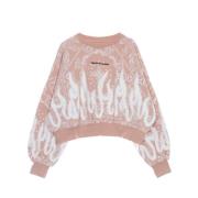 VISION OF SUPER Bandana Print Crop Hoodie Sweatshirt Pink, Dam