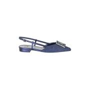 Roberto Festa Navy Tweed Slingback med Strass Blue, Dam