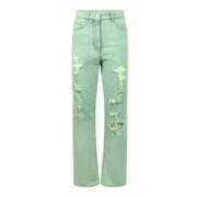 MSGM Förstörda Färgade Gröna Jeans Green, Dam