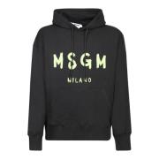 MSGM Svart Sweatshirt för Män Aw24 Black, Herr