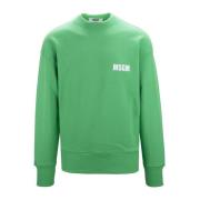 MSGM Herr Pullover Sweatshirt med Logotyptryck Green, Herr