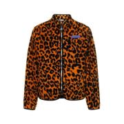 JUST DON Leopard Print Fleece Jacket Multicolor, Herr