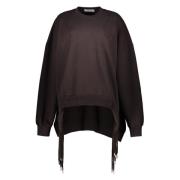 AMBUSH Ribbad Krage Bomullsweatshirt med Asymmetrisk Nederkant Brown, ...