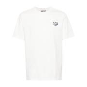 A.P.C. Ekologisk Bomull Logo Broderad T-shirt White, Herr