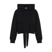 Patou Svart Medallion Logo Cropped Hoodie Black, Dam