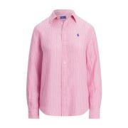 Polo Ralph Lauren Klassisk långärmad knapp framsida skjorta Pink, Dam