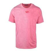 Diesel Avslappnad T-shirt i polyester-bomullsblandning Pink, Herr