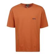 A.P.C. Orange Bomull T-shirt med Logotyp Red, Herr