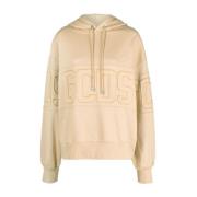 GCDS Brun Logo Hoodie Sweatshirt Casual Stil Brown, Dam