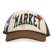 MARKET Broderad Baseballkeps med Nätad Baksida Beige, Herr