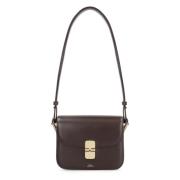 A.P.C. Liten läder crossbodyväska Brown, Dam