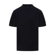 CFCL Svart texturerad T-shirt med hög-låg fåll Black, Herr