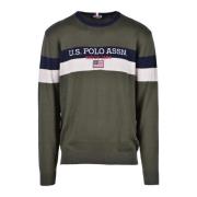 U.S. Polo Assn. Bomull Kashmir Stickad Tröja Green, Herr