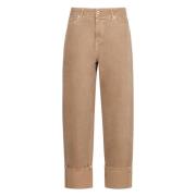 HALFBOY Logga Bak Boyfriend Jeans 100% Bomull Beige, Dam