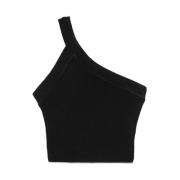 IRO Svart Asymmetrisk One-Shoulder Topp Black, Dam