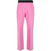 MSGM Leather Trousers Pink, Dam