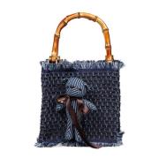 La MILANESA Teddybjörn Charm Denim Handväska Blue, Dam